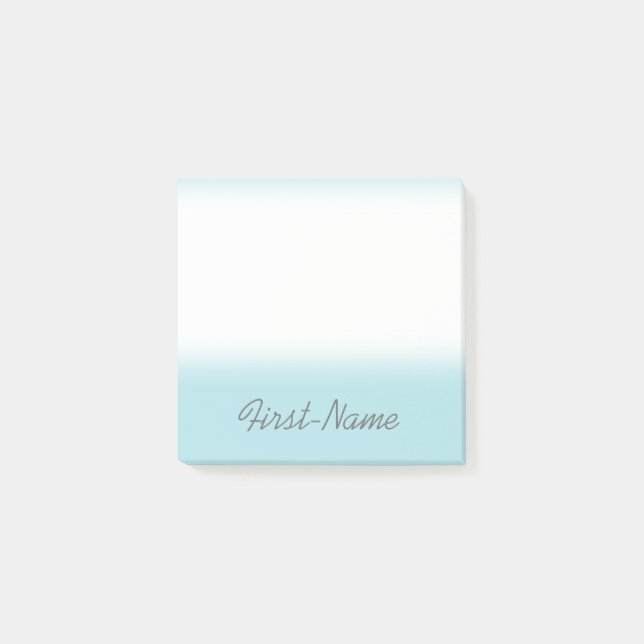 Blått baspulverbakgrund med Dim Grått Namn Post-it Block (Framsida)