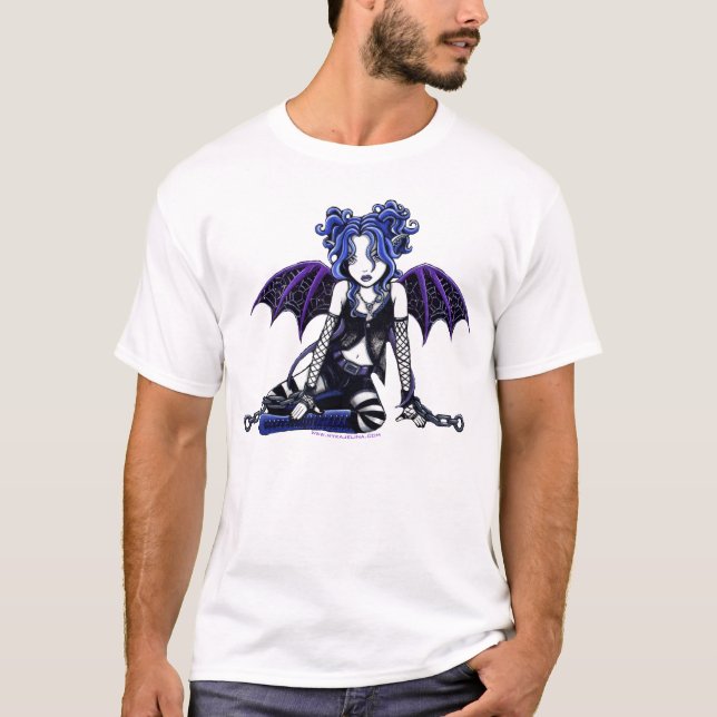 Blått bästa kedjad gotisk fe t shirt (Framsida)