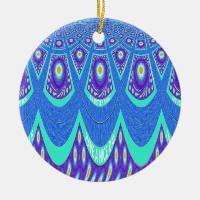 Blått batiktryck julgransprydnad keramik (Framsidan)