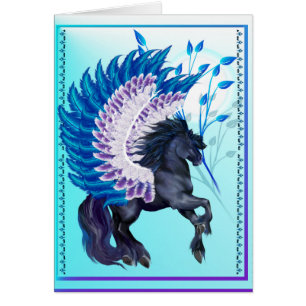 Blått bevingada Pegasus Hälsningskort