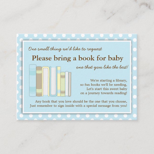 Blått Bibliotek-babyvisningsprogram Bok-inmatnings Tilläggskort (Framsida)