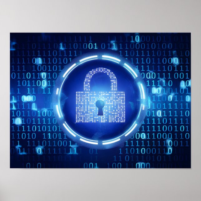 Blått binärt datamaterial för abstrakt poster (Framsidan)