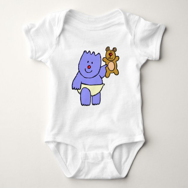 Blått björn med Leksak Baby T-Shirt (Framsida)