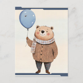 Blått björnbjörn i brunt sötare Play Scarf Vykort