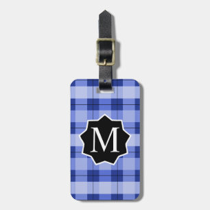 Blått BL-etikett, monogrammat Bagagebricka