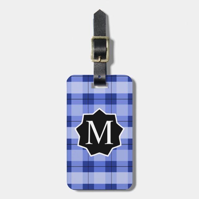 Blått BL-etikett, monogrammat Bagagebricka (Vertikal Framsida)