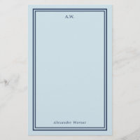 Blått, blå monogrammat papper i marinblå färg