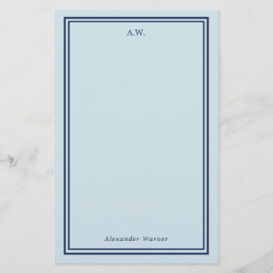 Blått, blå monogrammat papper i marinblå färg