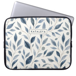 Blått blad Personligt Elegant Anpassat Laptop Fodral