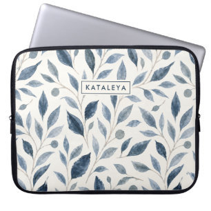 Blått blad Personligt Elegant Anpassat Laptop Fodral