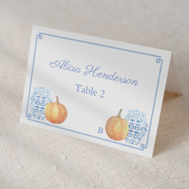 Blått blått Bröllop-monteringskort för elegant Bordsnummer