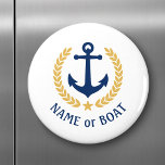 blått blått Namn Anchor Guld Stil Laurel blått Magnet<br><div class="desc">En Personlig runt magnet med din båt namn,  namn eller annan önskad text efter behov. Med en designad sjöbåtankare i anpassningsbar,  löv i guld stil och stjärnemblem på vitt eller justerar enkelt det primära färg så att det stämmer överens med det aktuella temat.</div>