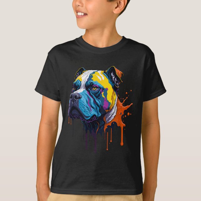 Blått blod, bulldog Hund Retro Design T Shirt (Framsida)