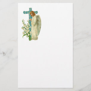 Blått blommad kristenkor brevpapper