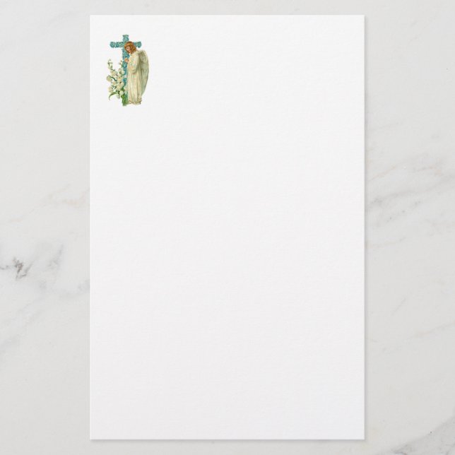 Blått blommad kristenkor brevpapper (Framsida)