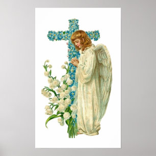 Blått blommad kristenkor poster