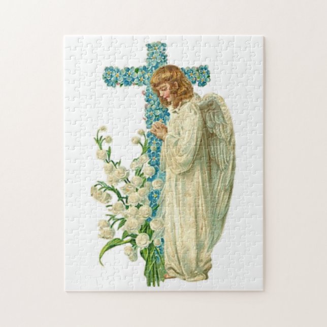Blått blommad kristenkor pussel (Vertikal)
