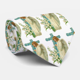 Blått blommad kristenkor slips
