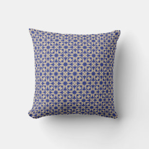 Blått Blommar Geometric Dekorativ kudde