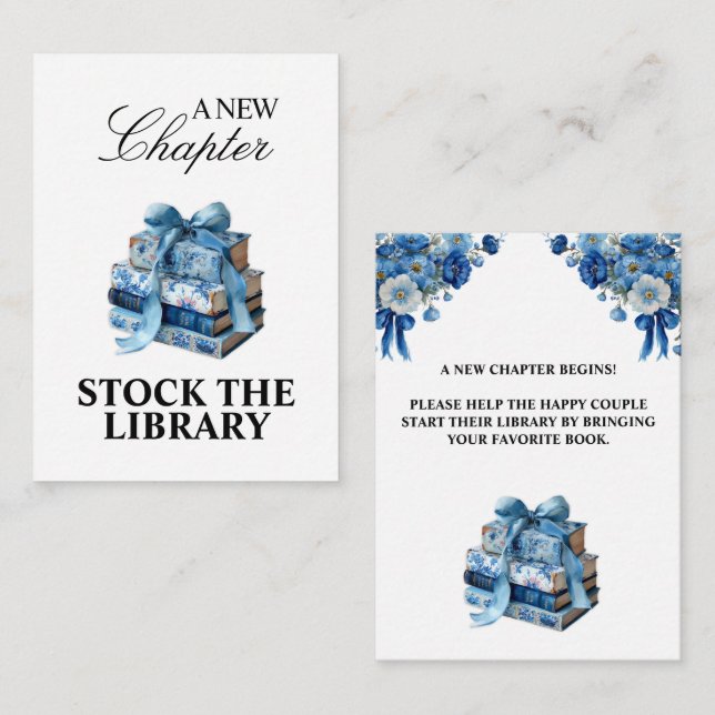 Blått Blommigt A Nytt kapitel-Möhippa Tilläggskort (Fram/baksida)