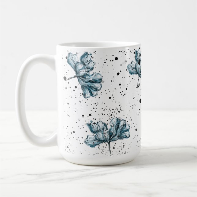 Blått Blommigt av elegant Kaffemugg (Vänster)