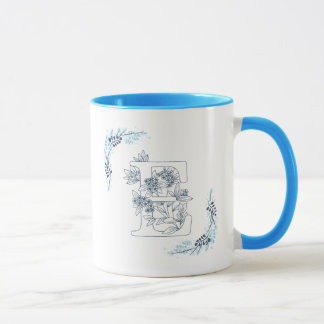 Blått Blommigt av monogram av Lugn, ursprungligt Mugg