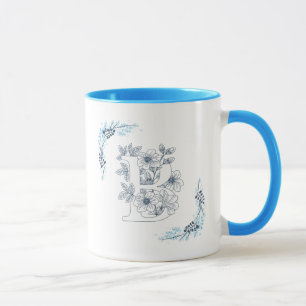 Blått Blommigt av monogram  av Lugn, ursprungligt  Mugg