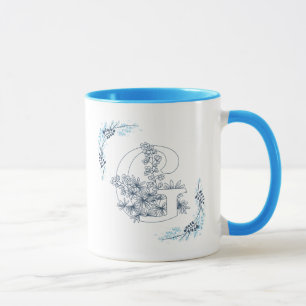 Blått Blommigt av Monogram-Lugn, inledningsvis, ka Mugg