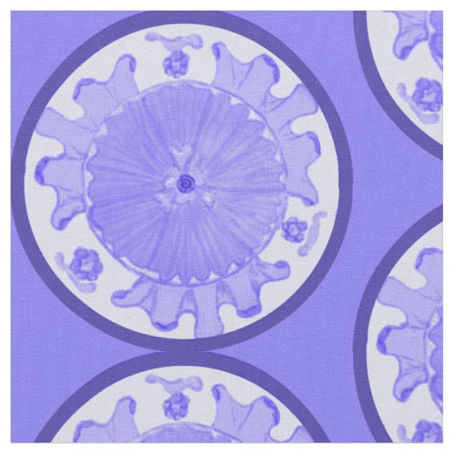 Blått Blommigt av periwinkle Light Passion-blomma Tyg (Närbild)