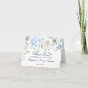 Blått Blommigt Baby i Blom Shower - tack för ditt Kort