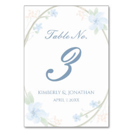 Blått Blommigt Bordsnummer för andning
