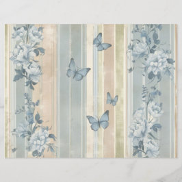 Blått Blommigt Butterflies Vintage Scrapbook pappe
