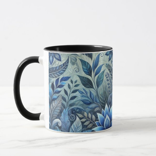 Blått Blommigt, designkaffe Mugg (Vänster)