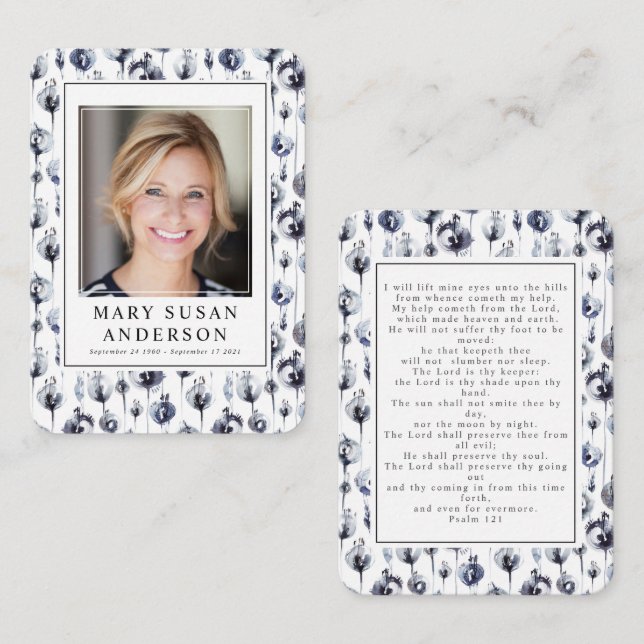 Blått Blommigt - felsökningskort för minnesanteckn Anteckningskort (Fram/baksida)