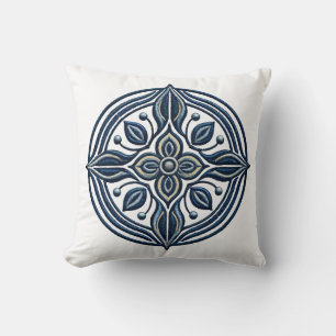 Blått Blommigt för elegant - Embroidery-design Kudde