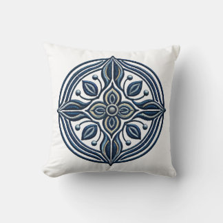 Blått Blommigt för elegant - Embroidery-design Kudde