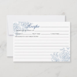 Blått Blommigt för receptkort för Fransk av vintag Inbjudningar