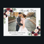 Blått Blommigt för vattenfärg - Burgundy - Spara d Meddelande Vykort<br><div class="desc">Blommigten Vattenfärg Burgundy Blue Spara Förlovningens vykort för datum</div>