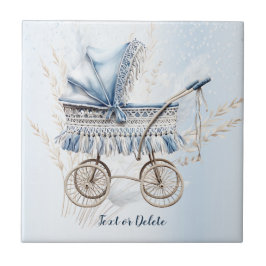 Blått Blommigt för vattenfärg Cute Classic Baby Ba Kakelplatta