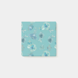 Blått Blommigt för vattenfärg efter anteckning  Post-it Block