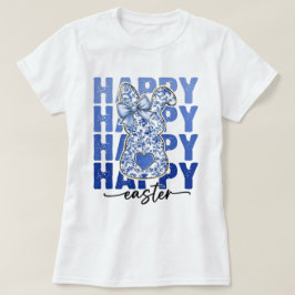 Blått Blommigt Glitter Påskhare Coquette T Shirt