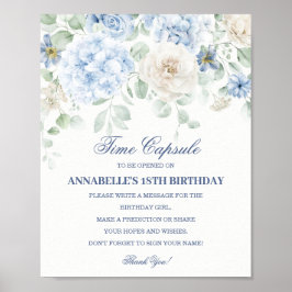 Blått Blommigt Hydrangea Botaniskt blodklockslag K Poster