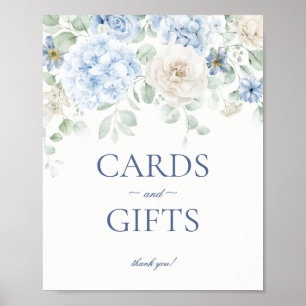 Blått Blommigt Hydrangea Botaniskt kort och presen Poster