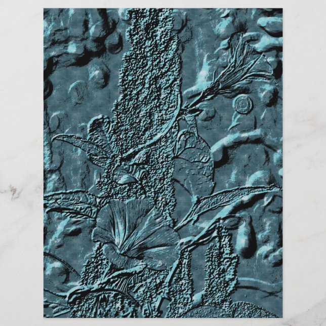 Blått Blommigt i förmiddagskorgen Papper (Framsida)