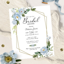 Blått Blommigt Inbjudningskort för möhippan