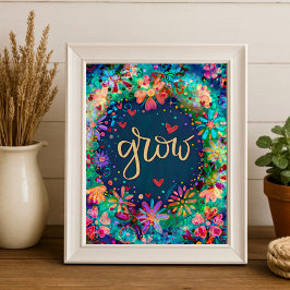 Blått Blommigt - inspiration för tillväxt - berikt Poster