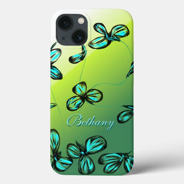 Blått Blommigt iPad Mini Case *anpassa* (Baksida)