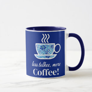 Blått Blommigt-kaffe Kopp med ett meddelande om up