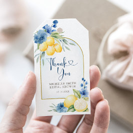 Blått blommigt Lemon Main Squeeze-Möhippa Presentetikett