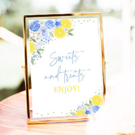 Blått Blommigt Lemon Sweet Treats Möhippa Poster
